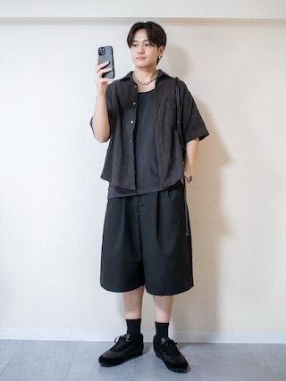 「WYM LIDNM（ウィム バイ リドム）のMVS LAYERED SLIT TANK TOP（タンクトップ）」を使った、ともきさん（メンズ・168cm）の秋コーディネート