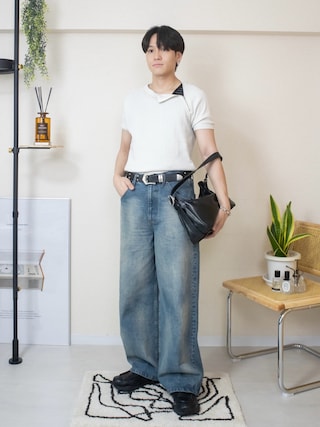 「WYM LIDNM(ウィム バイ リドム)のLASER FADE STANDARD STRAIGHT DENIM(デニムパンツ)」を使った、ともきさん(メンズ・168cm)の夏コーディネート