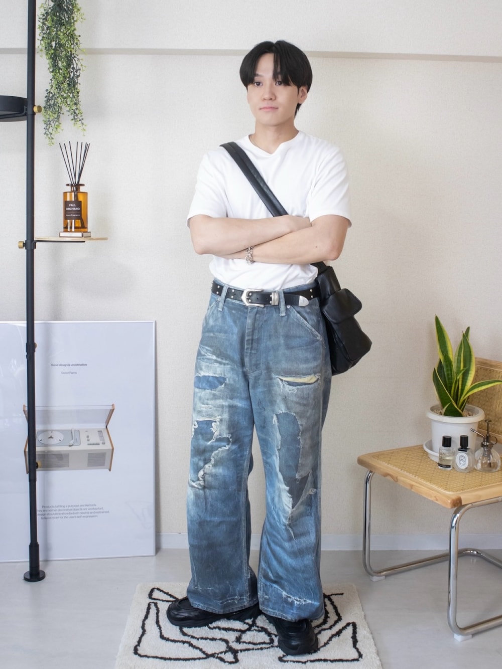 Trompe-l'oeil Distressed Denim Pants/トロンプルイユディストレスト