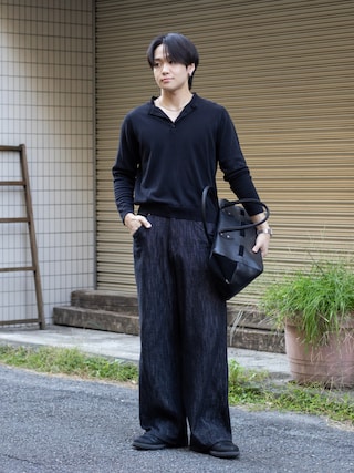 「WYM LIDNM(ウィム バイ リドム)のLASER FADE STANDARD STRAIGHT DENIM/COLORFAST SLUB STANDARD DENIM(デニムパンツ)」を使った、ともきさん(メンズ・168cm)の秋コーディネート