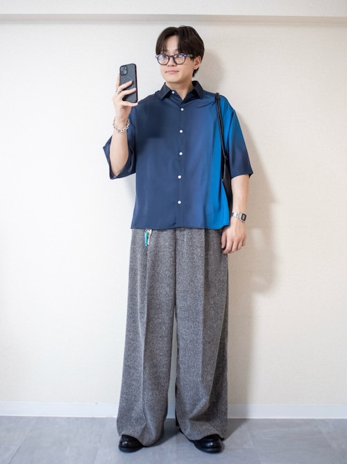 BREEZE TWEED DEEP TUCK BAGGY SLACKS