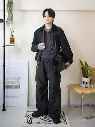 「WYM LIDNM(ウィム バイ リドム)のVINTAGE FADED DUCK CURVED CARGO(カーゴパンツ)」を使った、ともきさん(メンズ・168cm)の秋コーディネート
