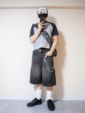 「Burner（バーナー）の【OKUOKU　0909】ウォレットチェーン chi-walletchain-g1（ウォレットチェーン）」を使った、ともきさん（メンズ・168cm）の夏コーディネート