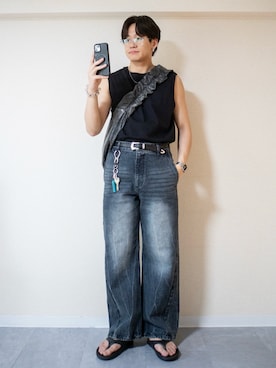 「アイテム（キーホルダー）」を使った、ともきさん（メンズ・168cm）の夏コーディネート