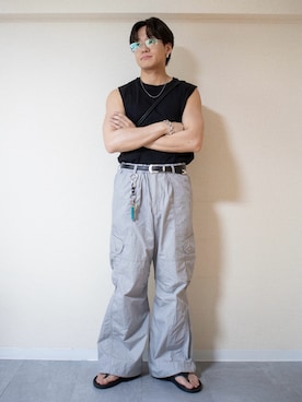 「サングラス」｜「アイテム（財布/小物）」を使った、ともきさん（メンズ・168cm）の夏コーディネート