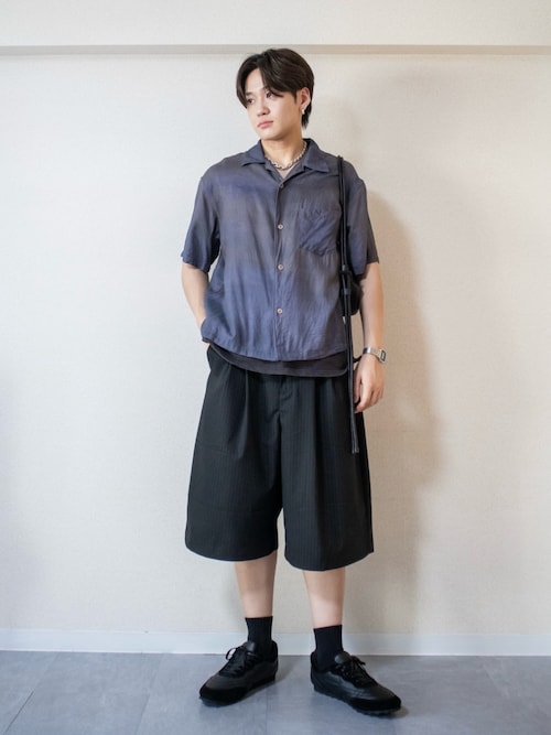 SINSS パンツ Two tuck wide stripe shorts / ツータックワイド