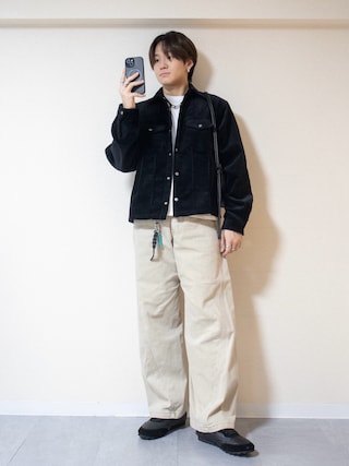 「WYM LIDNM（ウィム バイ リドム）のEXTRA FINE COTTON BASIC TEE -SLIM CROPPED FIT-（Tシャツ/カットソー）」を使った、ともきさん（メンズ・168cm）の秋コーディネート