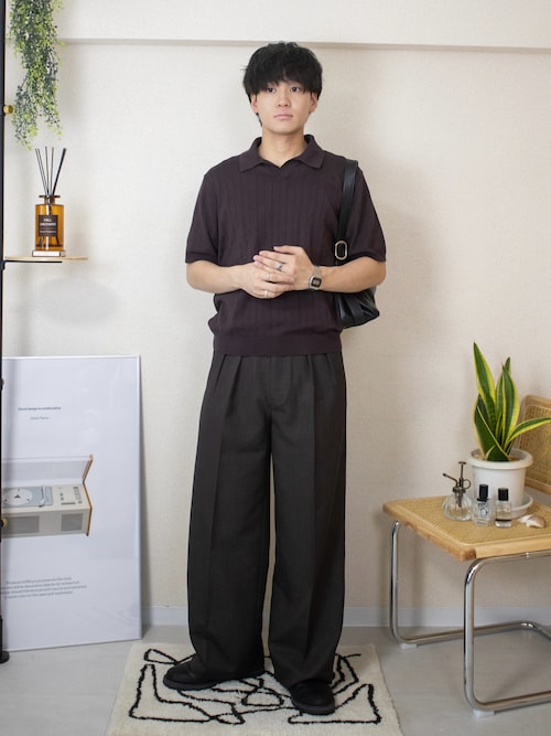 「WYM LIDNM(ウィム バイ リドム)のSEMI WIDE STRAIGHT CLASSIC SLACKS(スラックス)」を使った、ともきさん(メンズ・168cm)の夏コーディネート