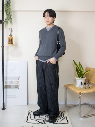 「WYM LIDNM(ウィム バイ リドム)のLASER FADE STANDARD STRAIGHT DENIM/COLORFAST SLUB STANDARD DENIM(デニムパンツ)」を使った、ともきさん(メンズ・168cm)の秋コーディネート