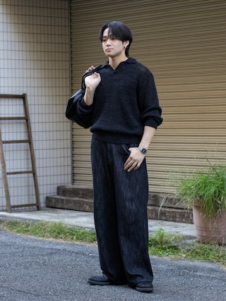 「WYM LIDNM(ウィム バイ リドム)のLASER FADE STANDARD STRAIGHT DENIM/COLORFAST SLUB STANDARD DENIM(デニムパンツ)」を使った、ともきさん(メンズ・168cm)の秋コーディネート