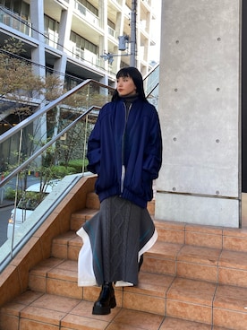 「UN3D.（アンスリード）のアイテム（ブルゾン）」を使った、HINATAさん（レディース・152cm）の秋コーディネート