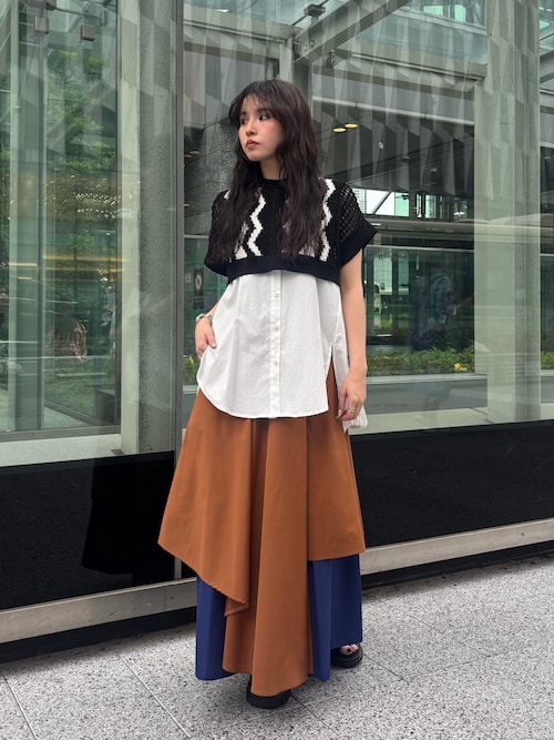 日本未入荷 CHUU★87ユナイテッドメッシュトップス セール】カットメッシュクロップドニット（ニット/セーター