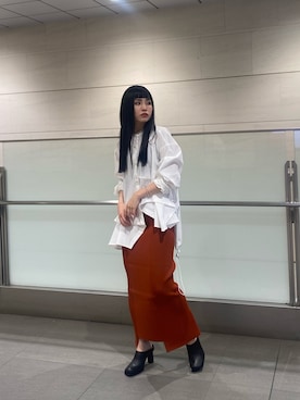 新品、アンスリードUN3D.オレンジスカート！ UN3D.（アンスリード） ロングスカート 38 オレンジ レディース