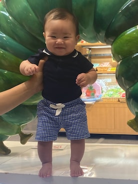 「PETIT BATEAU（プチバトー）のアイテム（パンツ）」を使った、eieippさん（キッズ・70cm）の秋コーディネート