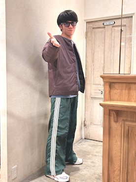 「ジャージーパンツ」｜「アイテム（ダウンジャケット/コート）」を使った、しぶさん（メンズ・178cm）の秋コーディネート