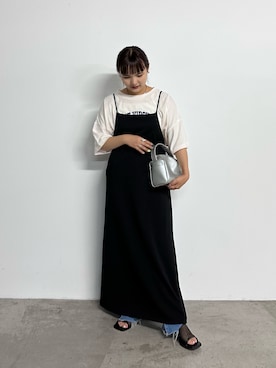 「Tシャツ×デニム」｜「アイテム（ワンピース/ドレス）」を使った、YOSHIEさん（レディース・156cm）の夏コーディネート