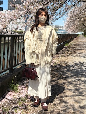 「アイテム（ダウンジャケット/コート）」を使った、rikoさん（レディース・154cm）の春コーディネート