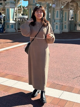 「マイベストコーデ2023」｜「アイテム（ワンピース/ドレス）」を使った、rikoさん（レディース・154cm）の冬コーディネート