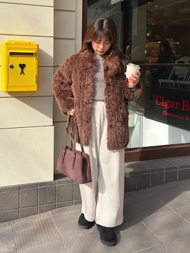 「アイテム（スリッポン）」を使った、rikoさん（レディース・154cm）の冬コーディネート