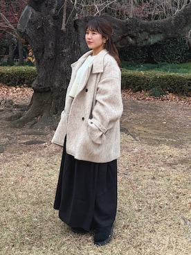 「アイテム（バレッタ/ヘアクリップ）」を使った、rikoさん（レディース・154cm）の冬コーディネート