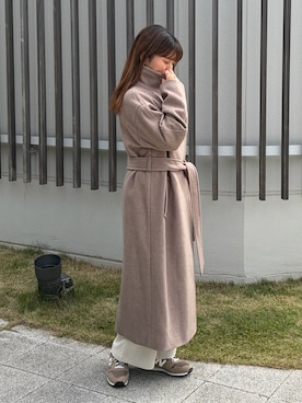 「アイテム（ステンカラーコート）」を使った、rikoさん（レディース・154cm）の秋コーディネート