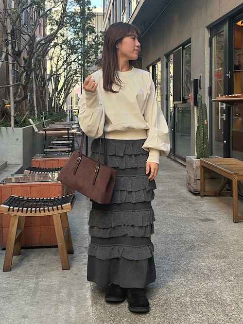 ADAM ET ROPÉ FEMMEアダムエロペフリルニットスカート ADAM ET ROPE'（アダムエロペ） スカート フリルニットスカート