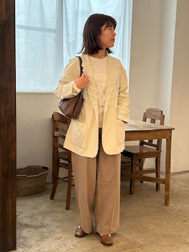 「ブラウンコーデ」｜「アイテム（キャミソール）」を使った、rikoさん（レディース・154cm）の冬コーディネート