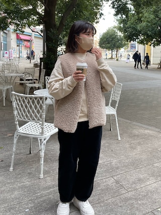 amiur boa switching vest  アイボリー Amiur（エミレ）の「boa switching vest（ベスト）」 - WEAR