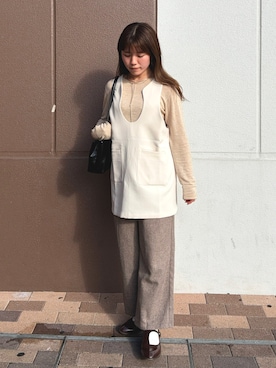 「KBF（ケイビーエフ）のアイテム（シューズ）」を使った、rikoさん（レディース・154cm）の春コーディネート