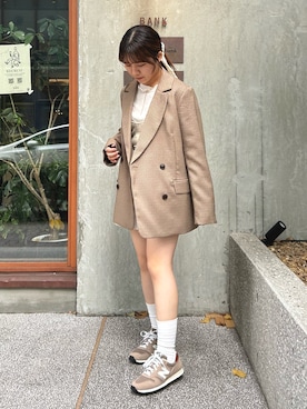 「アイテム（シュシュ）」を使った、rikoさん（レディース・154cm）の秋コーディネート