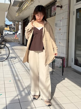 「UNIQLO（ユニクロ）のアイテム（トップス、ブラウン系）」を使った、rikoさん（レディース・154cm）の春コーディネート