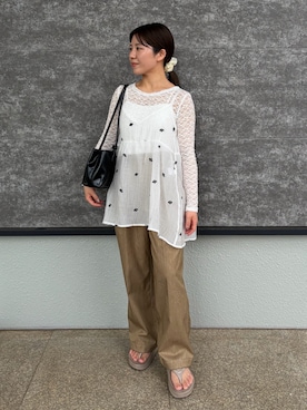「ampm（エーエムピーエム）のアイテム」を使った、rikoさん（レディース・154cm）の夏コーディネート