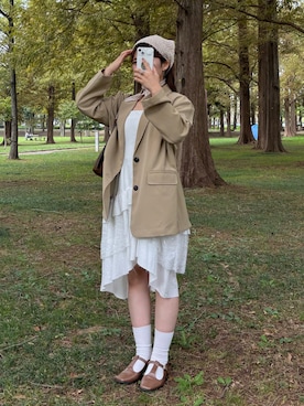 「アイテム（その他）」を使った、rikoさん（レディース・154cm）の秋コーディネート