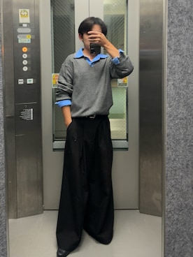 「アイテム（スラックス）」を使った、B/低身長コーデさん（メンズ・155cm・10代）の秋コーディネート