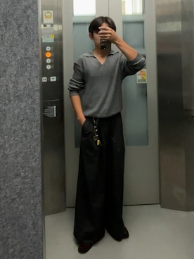 「アイテム（ローファー）」を使った、B/低身長コーデさん（メンズ・155cm・10代）の秋コーディネート