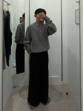 「アイテム（スラックス）」を使った、B/低身長コーデさん（メンズ・155cm）の秋コーディネート