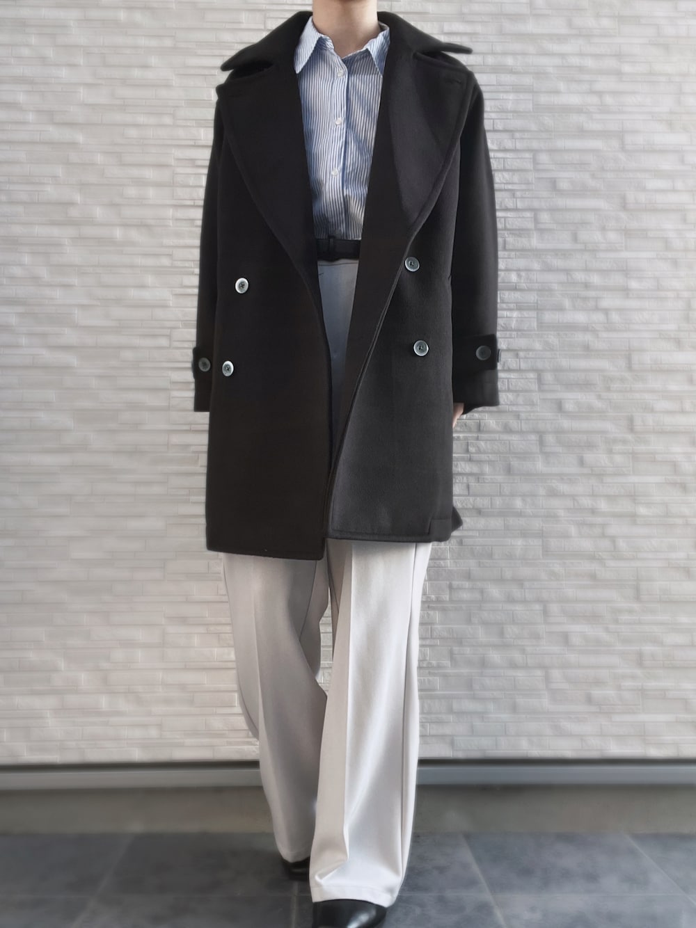 ADRER ビーバーメルトンオーバーPコート ブラック M ADRER(アドラー