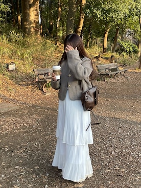 「アイテム（バックパック/リュック）」を使った、まゆさん（レディース・145cm）の秋コーディネート