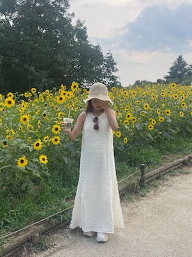 「GeeRA（ジーラ）のぽこぽこカットジャガードキャミワンピース（ワンピース）」を使った、mayuchan04さん（レディース・145cm）の夏コーディネート