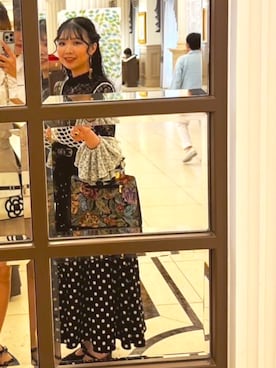「BEARDSLEY（ビアズリー）のドットパッチワークスカート（スカート、ブラック系）」を使った、tsubaki103さん（レディース・160cm）の夏コーディネート