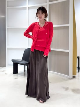 「MIESROHE（ミースロエ）のレザートングストラップサンダル（サンダル、ブラウン系）」を使った、MIESROHEさんの春コーディネート