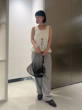 「アイテム（ブレスレット、ブラウン系）」を使った、MIESROHEさん（レディース・157cm）の夏コーディネート