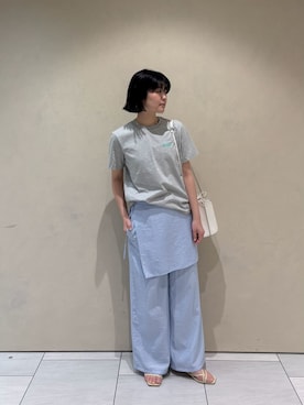 「MIESROHE（ミースロエ）のカットワークバッグ（トートバッグ、ホワイト系）」を使った、MIESROHEさんの春コーディネート