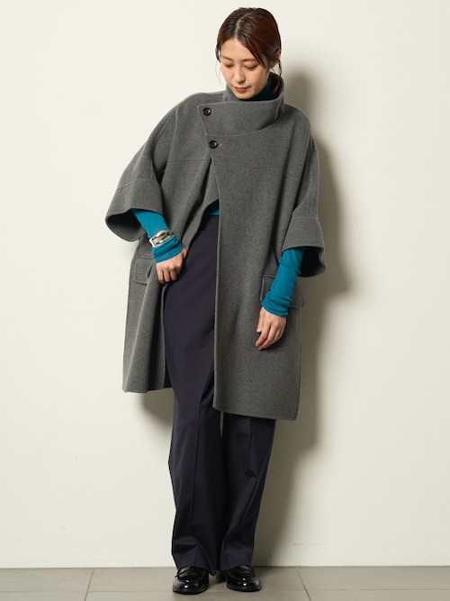 MIESROHE スーパー140スタンドカラー接結ポンチョ MIESROHEの