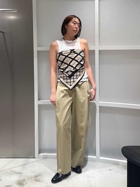 「MIESROHE（ミースロエ）のカップインレイヤードタンク（Tank tops、ホワイト系）」を使った、MIESROHEさんの夏コーディネート