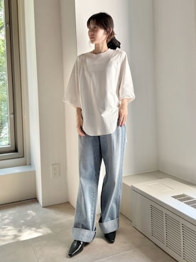 「アイテム（シュシュ）」を使った、MIESROHEさん（レディース・155cm）の夏コーディネート