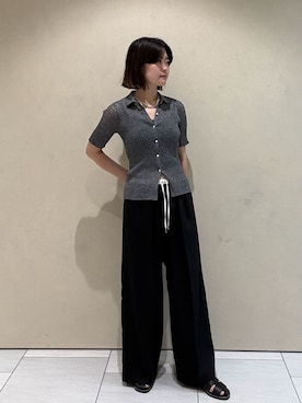 「MIESROHE（ミースロエ）のウォッシャブルスーツパンツ（Pants、ブラック系）」を使った、MIESROHEさんの夏コーディネート