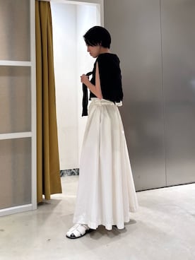 「MIESROHE（ミースロエ）のハイフォルムドッキングワンピース（ワンピース、ブラック系）」を使った、MIESROHEさんの夏コーディネート