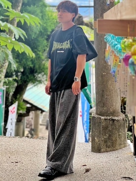 「アイテム（ハンドバッグ）」を使った、休日パパの服さん（メンズ・160cm）の夏コーディネート