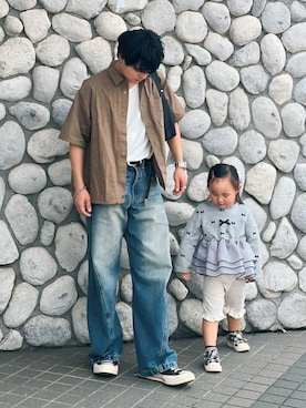 「WYM LIDNM（ウィム バイ リドム）のCOOL DRY LAYERED TANK TOP（タンクトップ、ホワイト系）」を使った、低身長2児パパの大人コーデ｜160cmさん（メンズ・160cm）の春コーディネート
